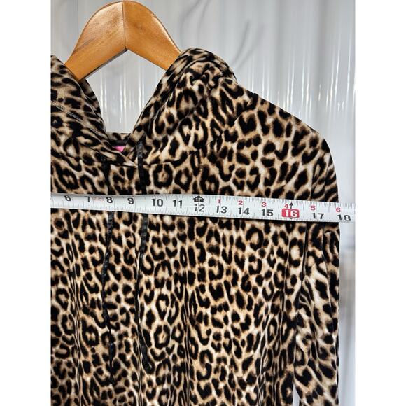 Betsey Johnson Dress Leopard Print Hood Lounge PJ Soft Velvet Womens Medium - Picture 5 of 5